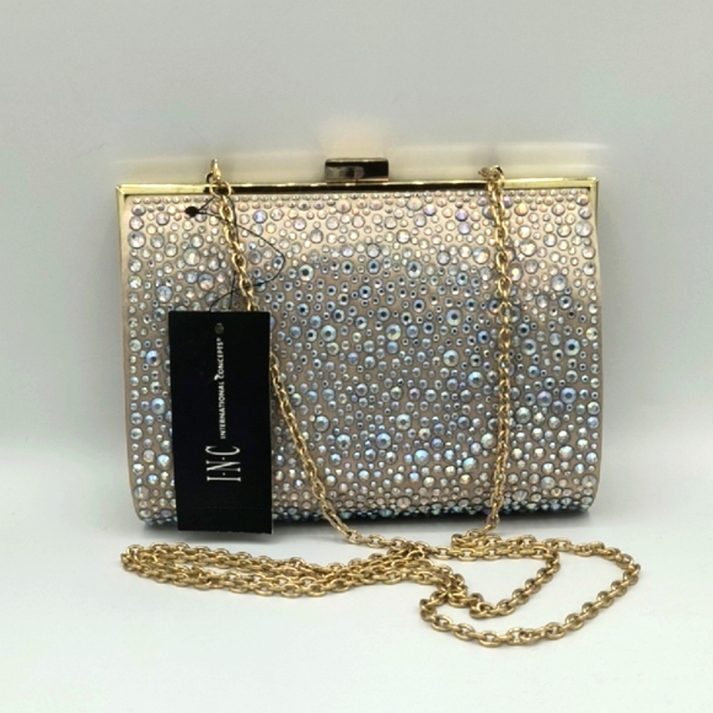 INC Blush & Gold Crossbody Formal Clutch